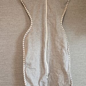 Love to Dream Gray Baby Swaddle with White Zipper